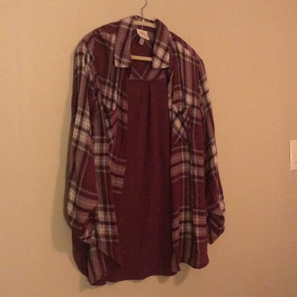 Maroon boyfriend flannel